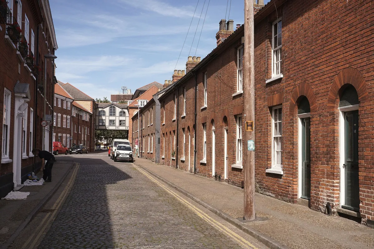 Brick terraced houses on a Norwich street