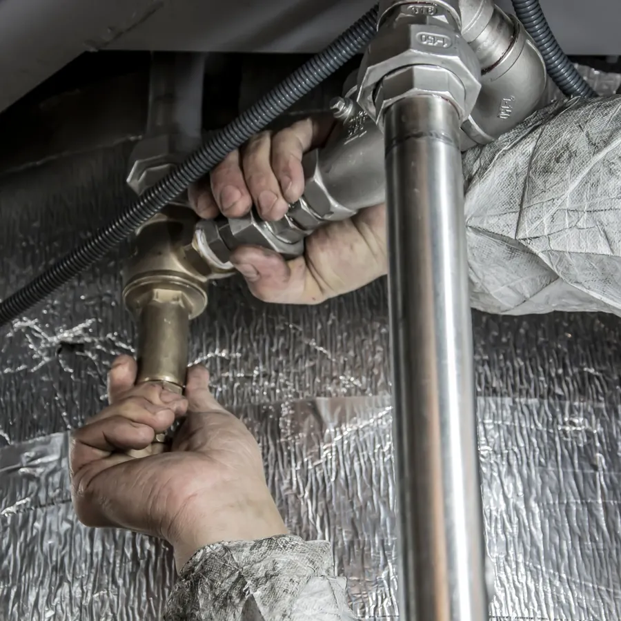 Pipe joint under a sink